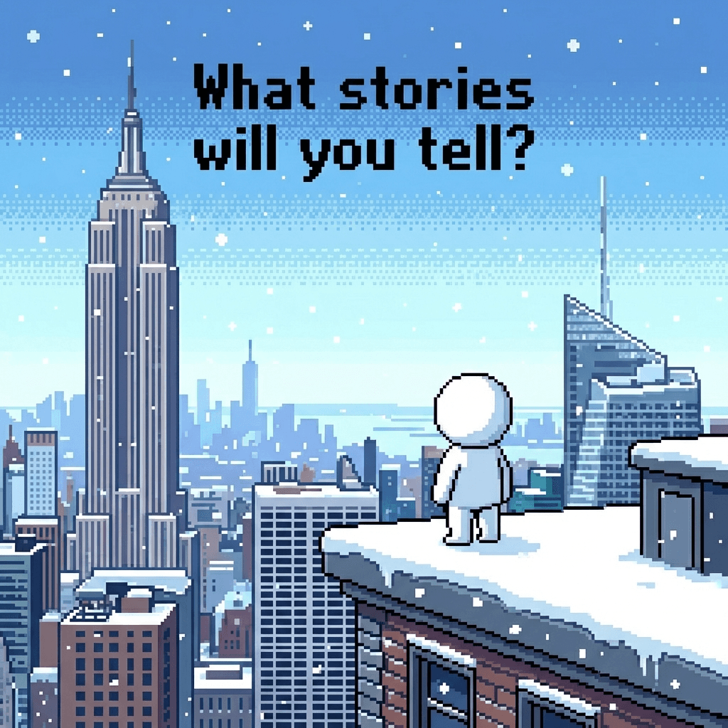 Comic panel asking what stories you will create